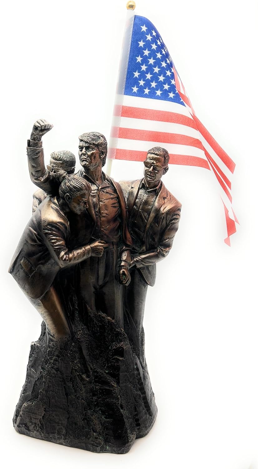 Bronze Trump Figurine 15" – with American Flag